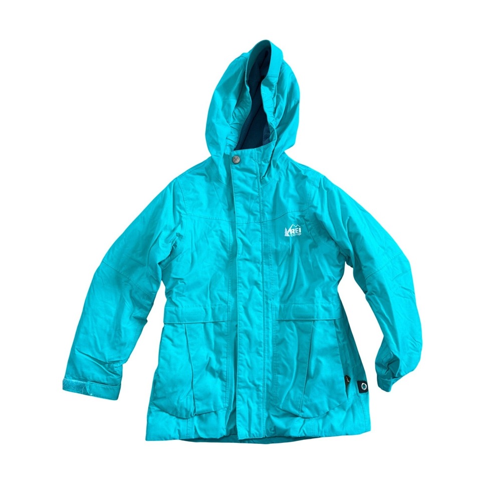 REI‎ Co-op Girls XXS 4-5 Teal Blue Insulated Fleece Lined Hooded Winter Parka